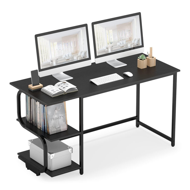 Mercer41 Reversible Computer Desk,Small Desk With Shelves,55 Inch Gaming Desk Office Desk